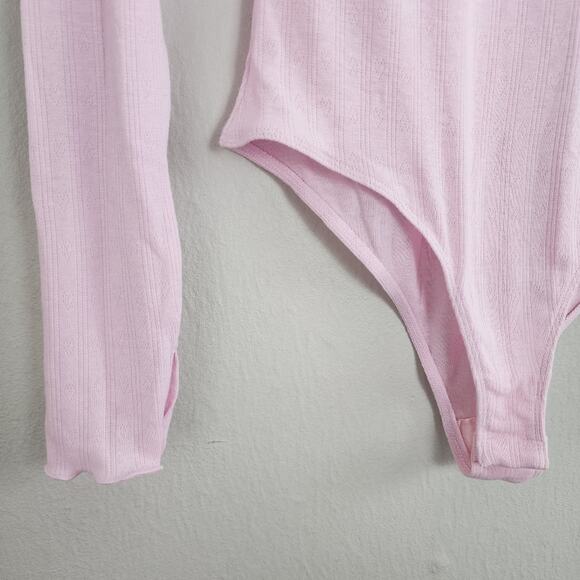 NEW Free People Intimately Pink Weekend Vibe Mockneck Long Sleeve Bodysuit - Picture 5 of 11